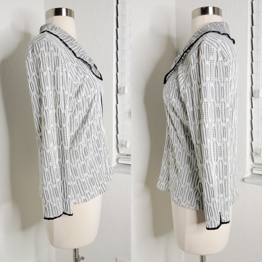 Samuel Dong Textured Zip Front Top L. - image 3